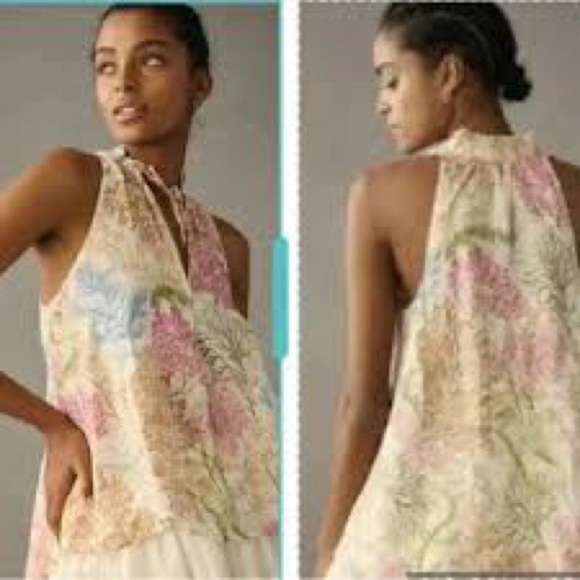 Pilcro 100% Linen Halter Neck Floral Top | Size XXS - Picture 2 of 10